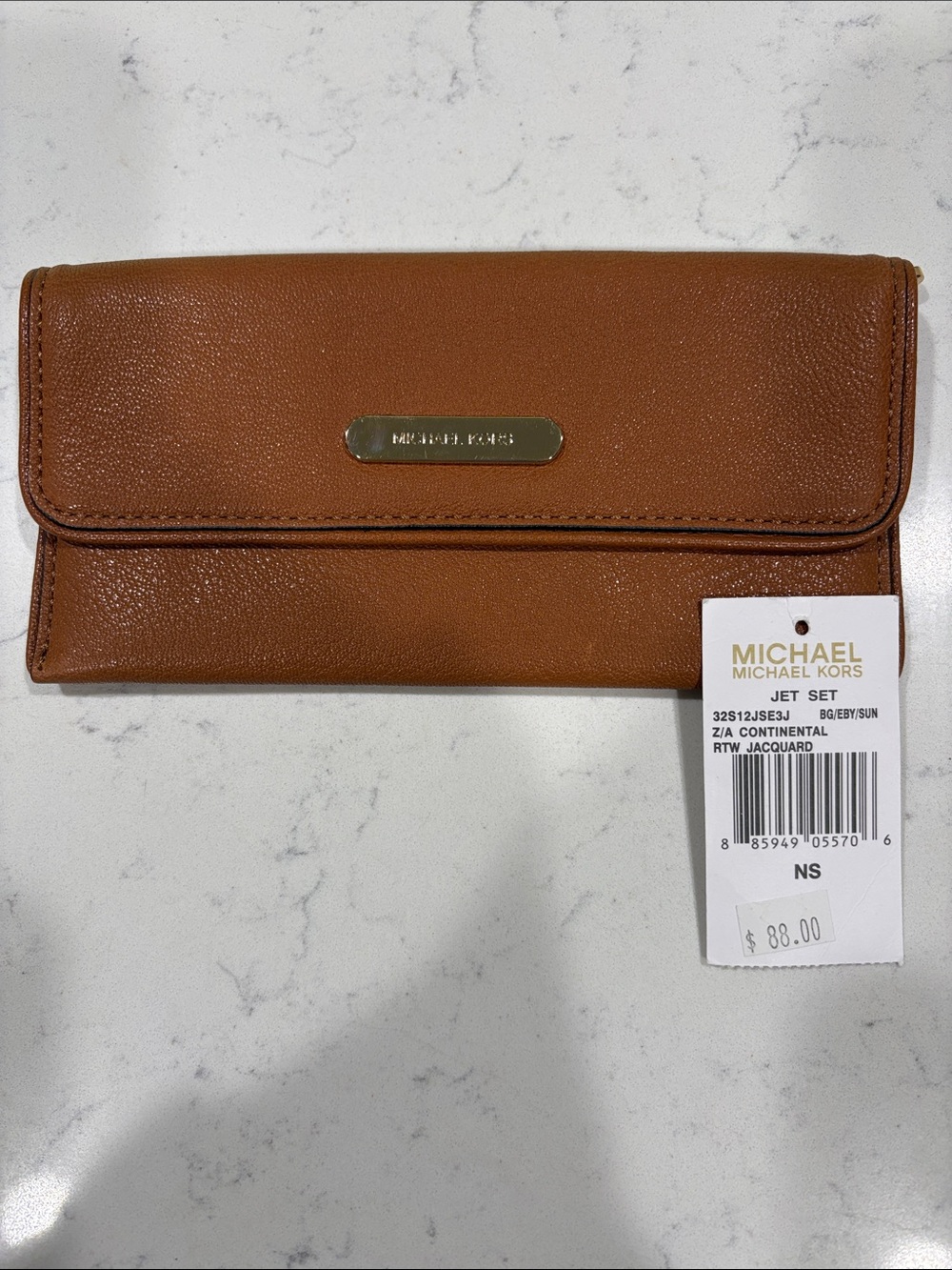 Michael Kors Brown Continental Wallet with Gold Plaque